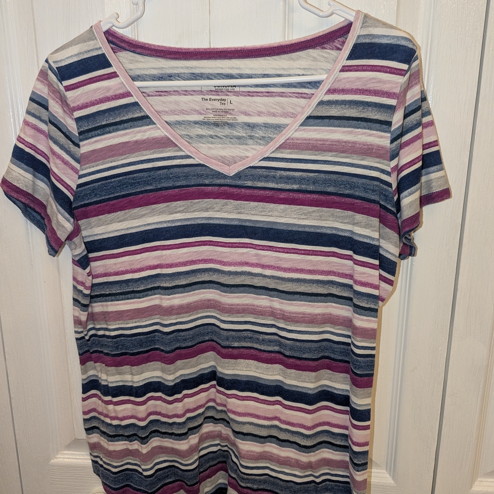Striped V-Neck Women's Top
